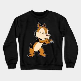 Cartoon chipmunk playing flute Crewneck Sweatshirt